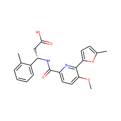 COc1ccc(C(=O)N[C@@H](CC(=O)O)c2ccccc2C)nc1-c1ccc(C)o1 ZINC000261176381