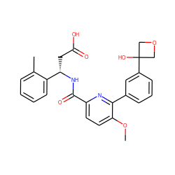 COc1ccc(C(=O)N[C@@H](CC(=O)O)c2ccccc2C)nc1-c1cccc(C2(O)COC2)c1 ZINC000261133532