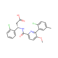 COc1ccc(C(=O)N[C@@H](CC(=O)O)c2ccccc2Cl)nc1-c1cc(C)ccc1Cl ZINC000261070886