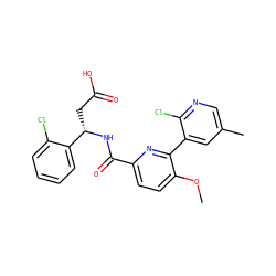 COc1ccc(C(=O)N[C@@H](CC(=O)O)c2ccccc2Cl)nc1-c1cc(C)cnc1Cl ZINC000261098817