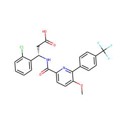 COc1ccc(C(=O)N[C@@H](CC(=O)O)c2ccccc2Cl)nc1-c1ccc(C(F)(F)F)cc1 ZINC000261184723