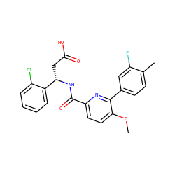 COc1ccc(C(=O)N[C@@H](CC(=O)O)c2ccccc2Cl)nc1-c1ccc(C)c(F)c1 ZINC000261102334