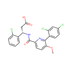 COc1ccc(C(=O)N[C@@H](CC(=O)O)c2ccccc2Cl)nc1-c1ccc(Cl)cc1Cl ZINC000203903604