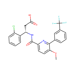 COc1ccc(C(=O)N[C@@H](CC(=O)O)c2ccccc2Cl)nc1-c1cccc(C(F)(F)F)c1 ZINC000261179384