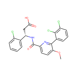 COc1ccc(C(=O)N[C@@H](CC(=O)O)c2ccccc2Cl)nc1-c1cccc(Cl)c1Cl ZINC000203883687