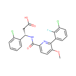 COc1ccc(C(=O)N[C@@H](CC(=O)O)c2ccccc2Cl)nc1-c1cccc(Cl)c1F ZINC000203334940