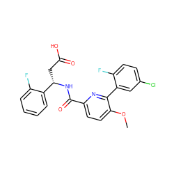 COc1ccc(C(=O)N[C@@H](CC(=O)O)c2ccccc2F)nc1-c1cc(Cl)ccc1F ZINC000203329380