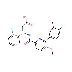 COc1ccc(C(=O)N[C@@H](CC(=O)O)c2ccccc2F)nc1-c1ccc(F)c(C)c1 ZINC000261190225