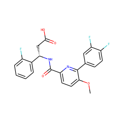 COc1ccc(C(=O)N[C@@H](CC(=O)O)c2ccccc2F)nc1-c1ccc(F)c(F)c1 ZINC000261106377