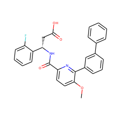 COc1ccc(C(=O)N[C@@H](CC(=O)O)c2ccccc2F)nc1-c1cccc(-c2ccccc2)c1 ZINC000261091684