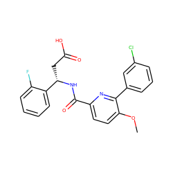 COc1ccc(C(=O)N[C@@H](CC(=O)O)c2ccccc2F)nc1-c1cccc(Cl)c1 ZINC000261167823