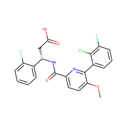 COc1ccc(C(=O)N[C@@H](CC(=O)O)c2ccccc2F)nc1-c1cccc(F)c1Cl ZINC000261089310