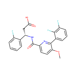 COc1ccc(C(=O)N[C@@H](CC(=O)O)c2ccccc2F)nc1-c1cccc(F)c1F ZINC000144469143