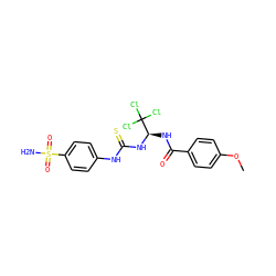 COc1ccc(C(=O)N[C@@H](NC(=S)Nc2ccc(S(N)(=O)=O)cc2)C(Cl)(Cl)Cl)cc1 ZINC000013482474