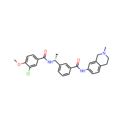 COc1ccc(C(=O)N[C@H](C)c2cccc(C(=O)Nc3ccc4c(c3)CN(C)CC4)c2)cc1Cl ZINC000204341530