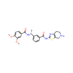 COc1ccc(C(=O)N[C@H](C)c2cccc(C(=O)Nc3nc4c(s3)CN(C)CC4)c2)cc1OC ZINC000141659100