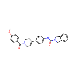 COc1ccc(C(=O)N2CC=C(c3ccc(NC(=O)N4Cc5ccccc5C4)cc3)CC2)cc1 ZINC000166776325