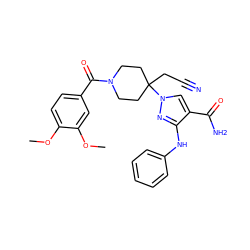 COc1ccc(C(=O)N2CCC(CC#N)(n3cc(C(N)=O)c(Nc4ccccc4)n3)CC2)cc1OC ZINC000222086553