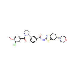 COc1ccc(C(=O)N2CCC[C@@H]2c2cccc(C(=O)Nc3nc4c(s3)C[C@@H](N3CCOCC3)CC4)c2)cc1Cl ZINC000220424708