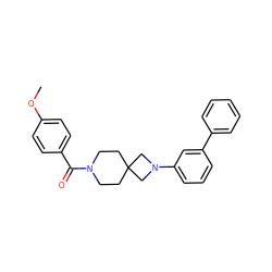 COc1ccc(C(=O)N2CCC3(CC2)CN(c2cccc(-c4ccccc4)c2)C3)cc1 ZINC000003956052