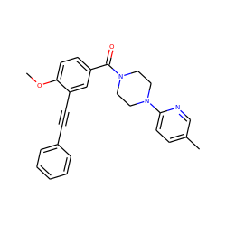 COc1ccc(C(=O)N2CCN(c3ccc(C)cn3)CC2)cc1C#Cc1ccccc1 ZINC000066259208