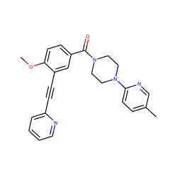 COc1ccc(C(=O)N2CCN(c3ccc(C)cn3)CC2)cc1C#Cc1ccccn1 ZINC000066258726