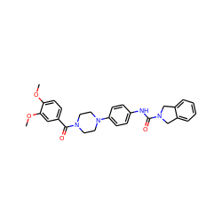 COc1ccc(C(=O)N2CCN(c3ccc(NC(=O)N4Cc5ccccc5C4)cc3)CC2)cc1OC ZINC000167030254