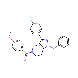 COc1ccc(C(=O)N2CCc3c(c(-c4ccc(F)cc4)nn3Cc3ccccc3)C2)cc1 ZINC000218911624