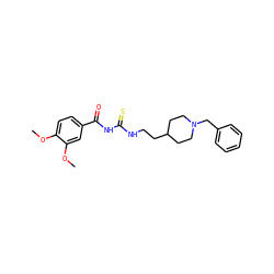 COc1ccc(C(=O)NC(=S)NCCC2CCN(Cc3ccccc3)CC2)cc1OC ZINC000013734738