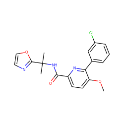 COc1ccc(C(=O)NC(C)(C)c2ncco2)nc1-c1cccc(Cl)c1 ZINC000207730867