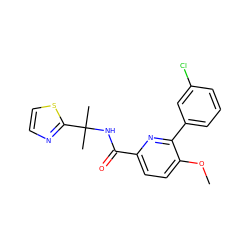 COc1ccc(C(=O)NC(C)(C)c2nccs2)nc1-c1cccc(Cl)c1 ZINC000207730742