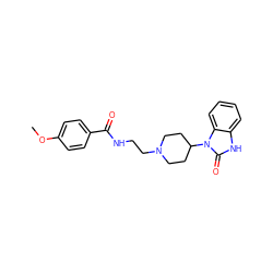 COc1ccc(C(=O)NCCN2CCC(n3c(=O)[nH]c4ccccc43)CC2)cc1 ZINC000058564017