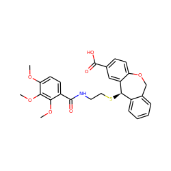 COc1ccc(C(=O)NCCS[C@@H]2c3ccccc3COc3ccc(C(=O)O)cc32)c(OC)c1OC ZINC000013727006