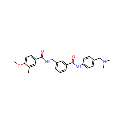 COc1ccc(C(=O)NCc2cccc(C(=O)Nc3ccc(CN(C)C)cc3)c2)cc1C ZINC000045389224