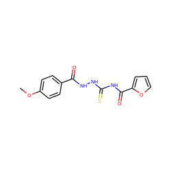 COc1ccc(C(=O)NNC(=S)NC(=O)c2ccco2)cc1 ZINC000002316436