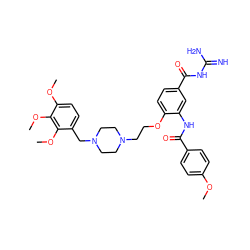 COc1ccc(C(=O)Nc2cc(C(=O)NC(=N)N)ccc2OCCN2CCN(Cc3ccc(OC)c(OC)c3OC)CC2)cc1 ZINC000072116360