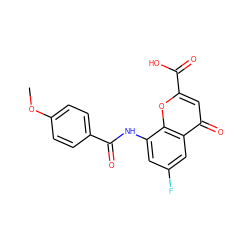 COc1ccc(C(=O)Nc2cc(F)cc3c(=O)cc(C(=O)O)oc23)cc1 ZINC000096271894