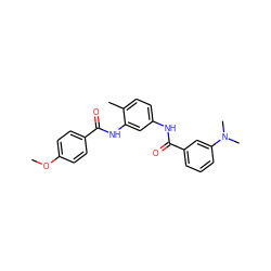 COc1ccc(C(=O)Nc2cc(NC(=O)c3cccc(N(C)C)c3)ccc2C)cc1 ZINC000028384476