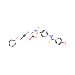 COc1ccc(C(=O)Nc2ccc(S(=O)(=O)N[C@@H](CC#CCOc3ccccc3)C(=O)O)cc2)cc1 ZINC000013862460