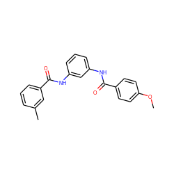 COc1ccc(C(=O)Nc2cccc(NC(=O)c3cccc(C)c3)c2)cc1 ZINC000010772298