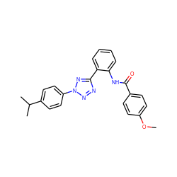 COc1ccc(C(=O)Nc2ccccc2-c2nnn(-c3ccc(C(C)C)cc3)n2)cc1 ZINC001772613688