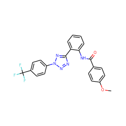 COc1ccc(C(=O)Nc2ccccc2-c2nnn(-c3ccc(C(F)(F)F)cc3)n2)cc1 ZINC000299850672