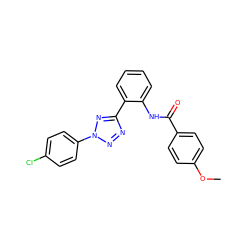 COc1ccc(C(=O)Nc2ccccc2-c2nnn(-c3ccc(Cl)cc3)n2)cc1 ZINC001772586793