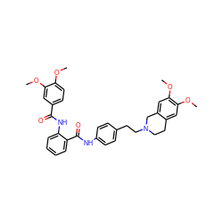COc1ccc(C(=O)Nc2ccccc2C(=O)Nc2ccc(CCN3CCc4cc(OC)c(OC)cc4C3)cc2)cc1OC ZINC000028877233