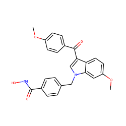 COc1ccc(C(=O)c2cn(Cc3ccc(C(=O)NO)cc3)c3cc(OC)ccc23)cc1 ZINC001772656221