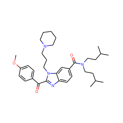 COc1ccc(C(=O)c2nc3ccc(C(=O)N(CCC(C)C)CCC(C)C)cc3n2CCCN2CCCCC2)cc1 ZINC000028823438