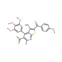 COc1ccc(C(=O)c2sc3nc(C)c(C(C)=O)c(-c4cc(OC)c(OC)c(OC)c4)c3c2N)cc1 ZINC000223409115