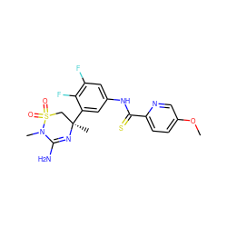 COc1ccc(C(=S)Nc2cc(F)c(F)c([C@]3(C)CS(=O)(=O)N(C)C(N)=N3)c2)nc1 ZINC000209494836