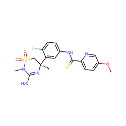 COc1ccc(C(=S)Nc2ccc(F)c([C@]3(C)CS(=O)(=O)N(C)C(N)=N3)c2)nc1 ZINC000209483804