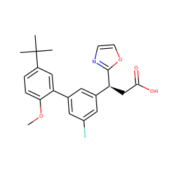 COc1ccc(C(C)(C)C)cc1-c1cc(F)cc([C@H](CC(=O)O)c2ncco2)c1 ZINC001772610276